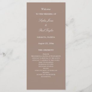 Elegant Taupe Wedding Program