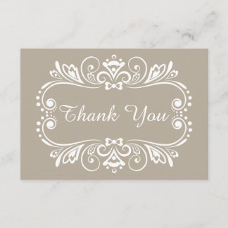 Elegant Taupe Wedding Thank You Note Cards