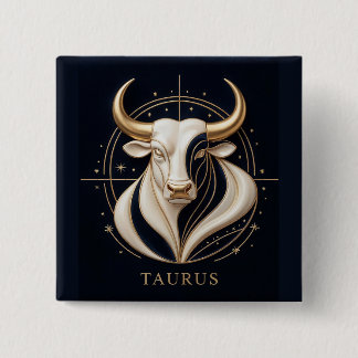 ♉ Elegant Taurus Zodiac Gold Bull Astrology ✨ 2 Inch Square Button