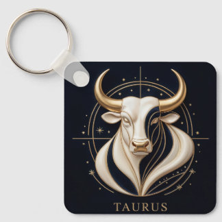 ♉ Elegant Taurus Zodiac Gold Bull Astrology ✨ Keychain