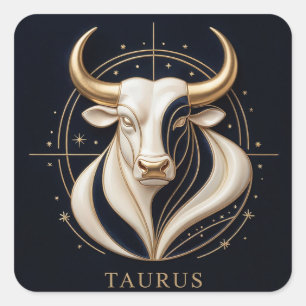 ♉ Elegant Taurus Zodiac Gold Bull Astrology ✨ Square Sticker