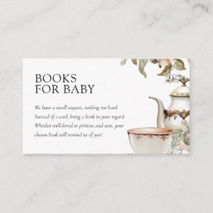 Elegant Tea Party Baby Shower Books Enclosure Card