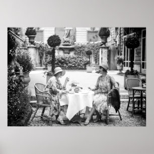 Elegant Tea Party Black and White Vintage  Poster