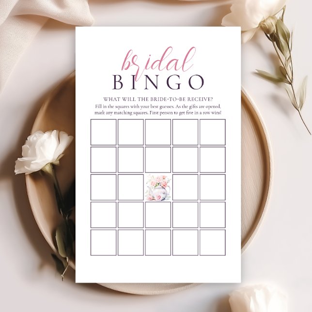 Elegant Tea Party Bridal Shower Bingo Game (Creator Uploaded)