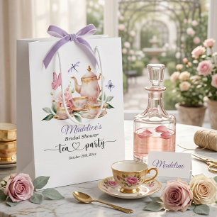 Elegant Tea Party Butterflies Bridal Shower  Medium Gift Bag