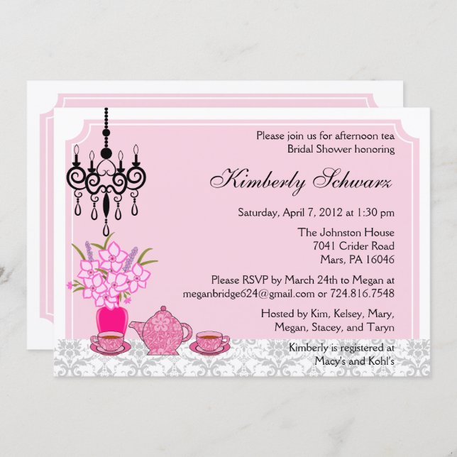 Elegant Tea Party Invitation (Front/Back)