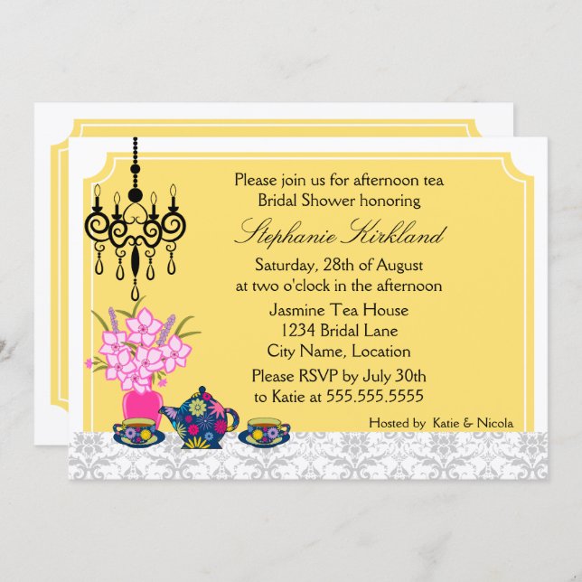 Elegant Tea Party Invitation (Front/Back)