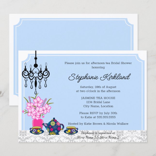 Elegant Tea Party Invitation (Front/Back)