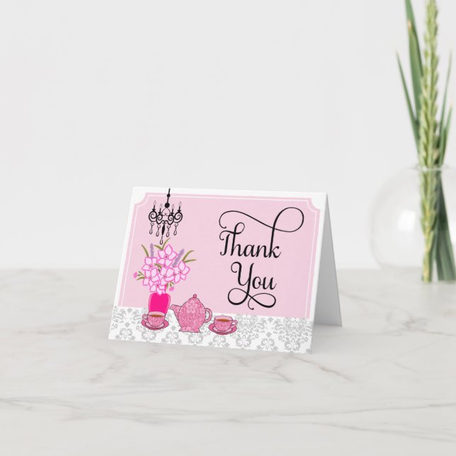 Elegant Tea Party Thank You Card (Front)