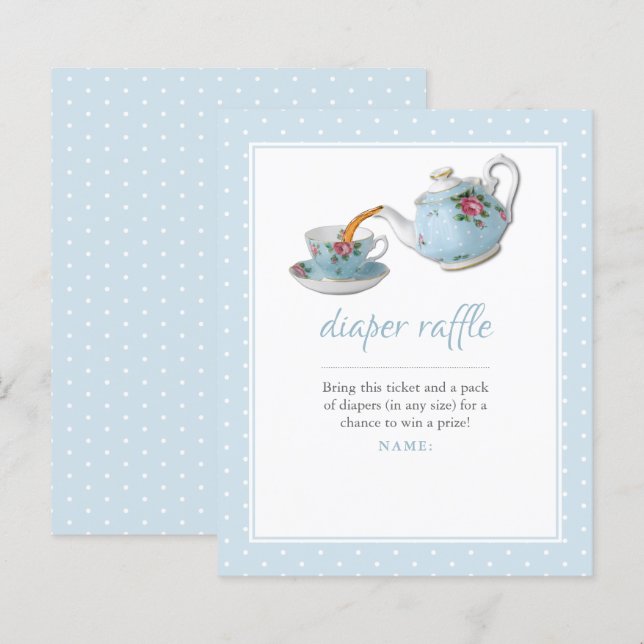 Elegant Teacup Baby Shower Tea Party Diaper Raffle (Front/Back)