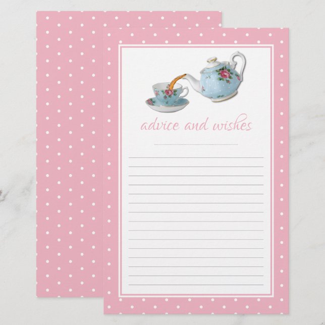 Elegant Teacups Baby Shower Tea Party Advice (Front/Back)