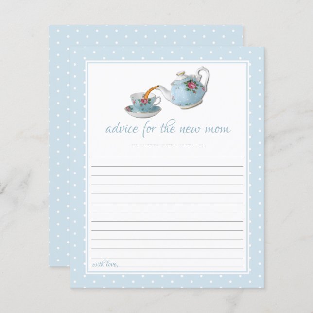 Elegant Teacups Baby Shower Tea Party Advice (Front/Back)