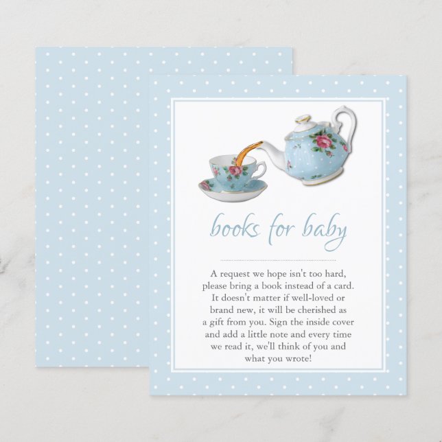 Elegant Teacups Baby Shower Tea Party Book Request (Front/Back)