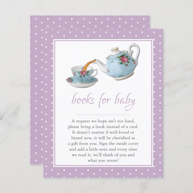Elegant Teacups Baby Shower Tea Party Book Request (Front/Back)