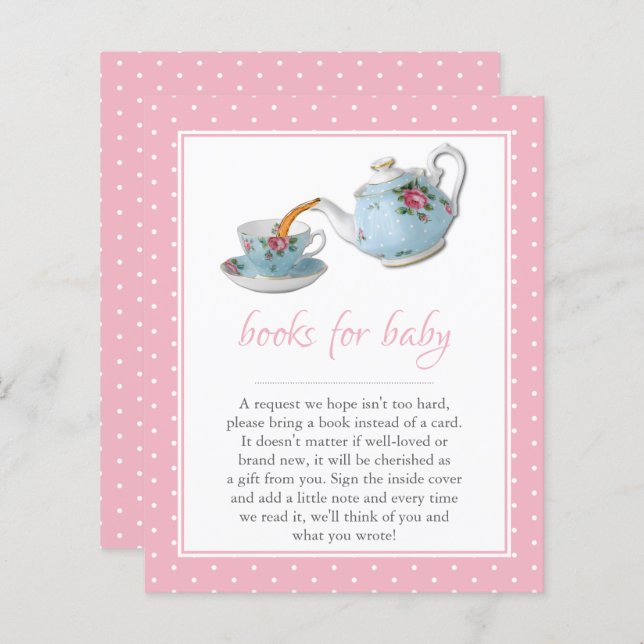 Elegant Teacups Baby Shower Tea Party Book Request (Front/Back)