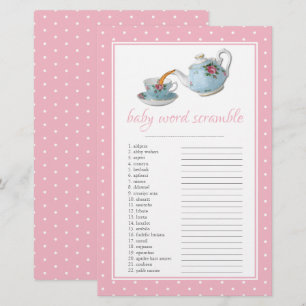 Elegant Teacups Baby Shower Tea Party Word Scrable