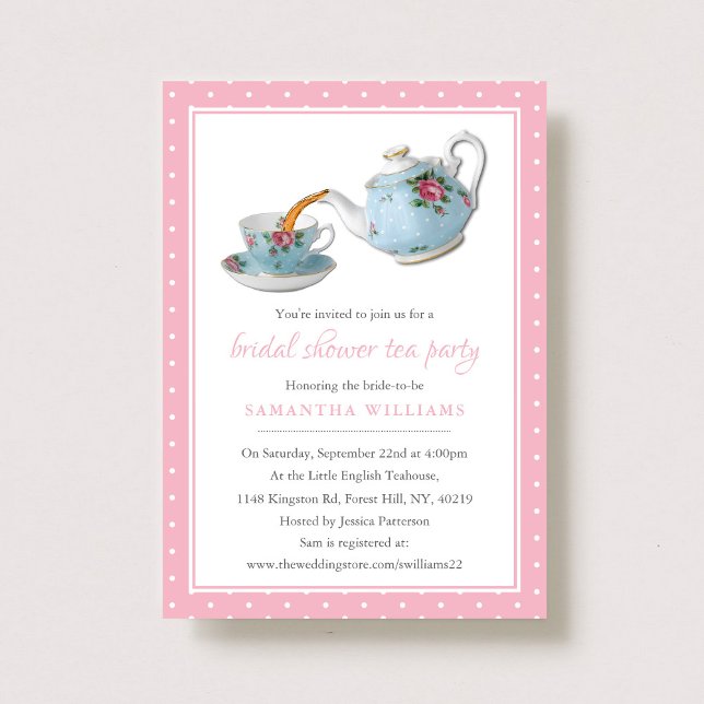 Elegant Teacups Bridal Shower Tea Party Invitation (Creator Uploaded)