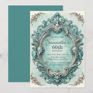 Elegant Teal 60th Birthday Invitation