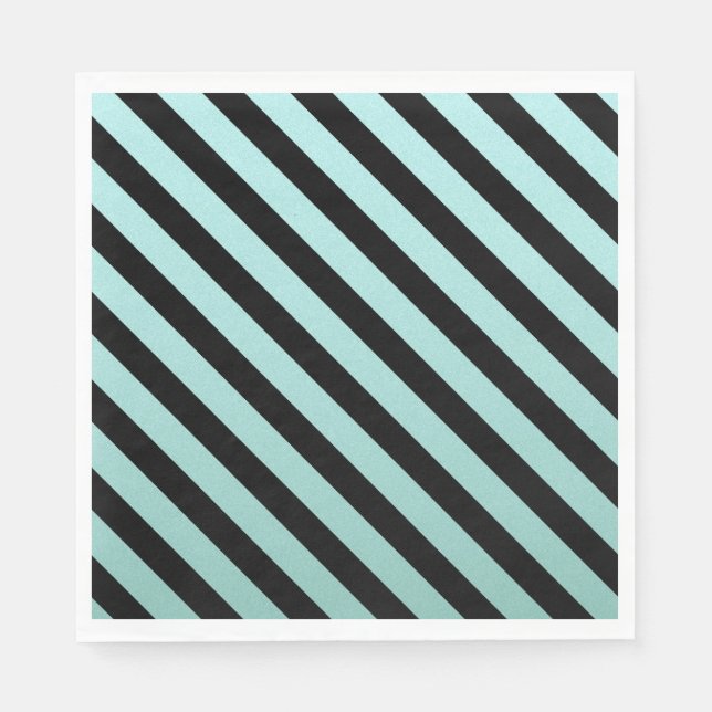 Elegant Teal And Black Stripped   Napkin (Front)