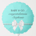 Elegant Teal Aqua Glam Pearls Tiffany Baby Shower