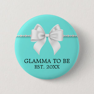 Elegant Teal Aqua Tiffany Grand Glamma Baby Shower 2 Inch Round Button