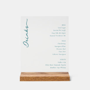 ** Elegant Teal Beverage Listing Acrylic Sign
