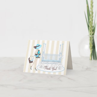 Elegant Teal Blue and Brown Baby Shower Thank You Card