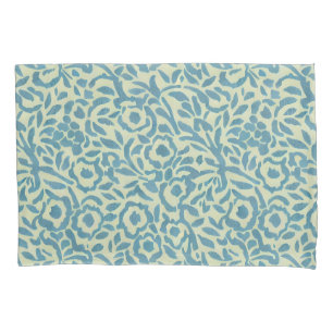 Elegant Teal Blue and Green Floral Abstract Pillowcase