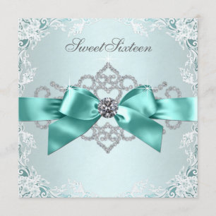 Elegant Teal Blue Birthday Party Invitation