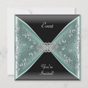 Elegant Teal Blue Black Event Party Invitation