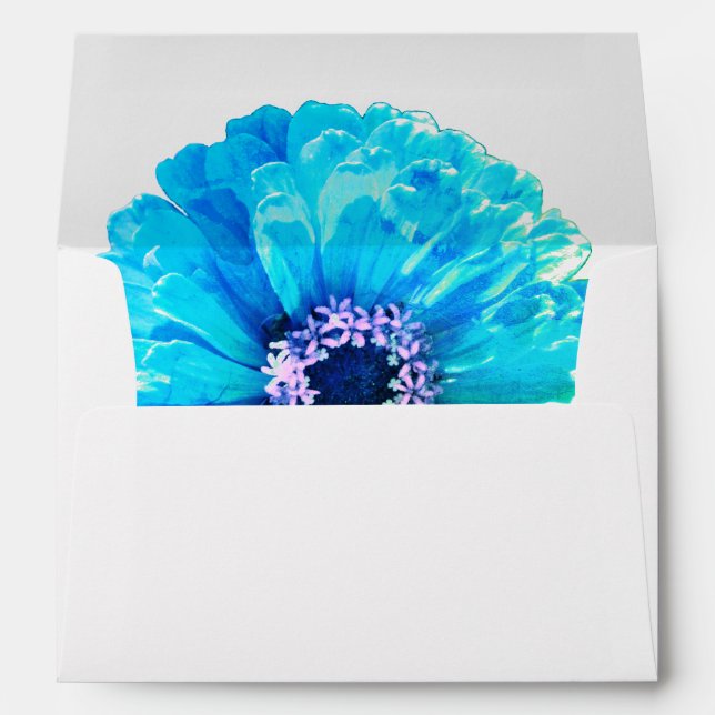 Elegant Teal Blue floral flower Daisy Envelopes (Back (Bottom))