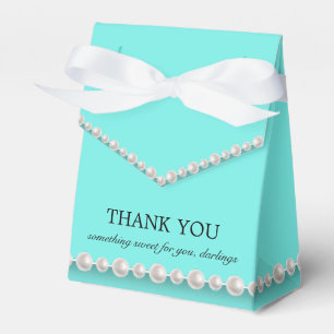 Elegant Teal Blue Glam Tiffany Theme Baby Shower Favor Box