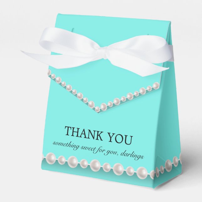 Elegant Teal Blue Glam Tiffany Theme Baby Shower Favor Box (Front Side)