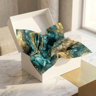 Elegant Teal Blue Gold Agate Geode Marble Abstract Tissue Paper