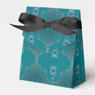 Elegant Teal Blue Scroll - Favour Box
