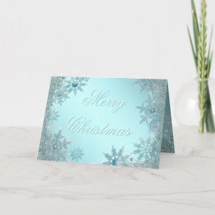 Elegant Teal Blue Snowflake Christmas Holiday Card