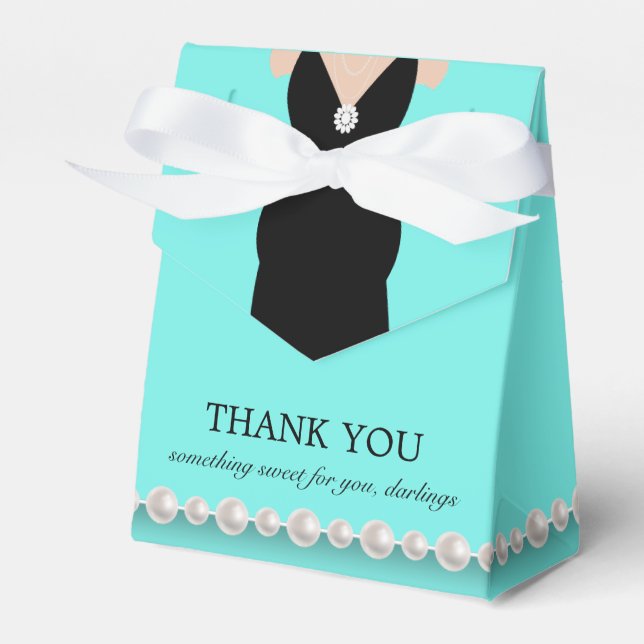 Elegant Teal Blue Tiffany Theme Baby Shower Favor Box (Front Side)