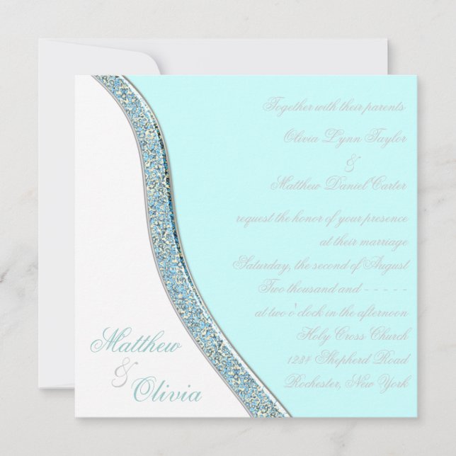 Elegant Teal Blue Wedding Invitation (Front)