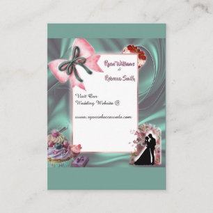 Elegant Teal & Blush Floral Wedding Enclosure Card