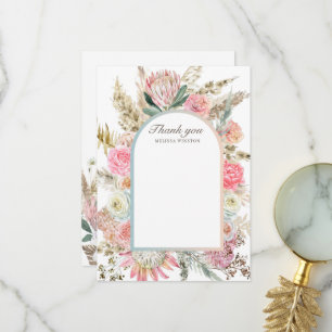 elegant teal bohemian floral Thank You Card