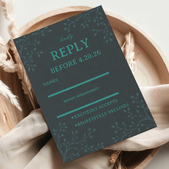 Elegant Teal Botanica RSVP Card (Creator Uploaded)