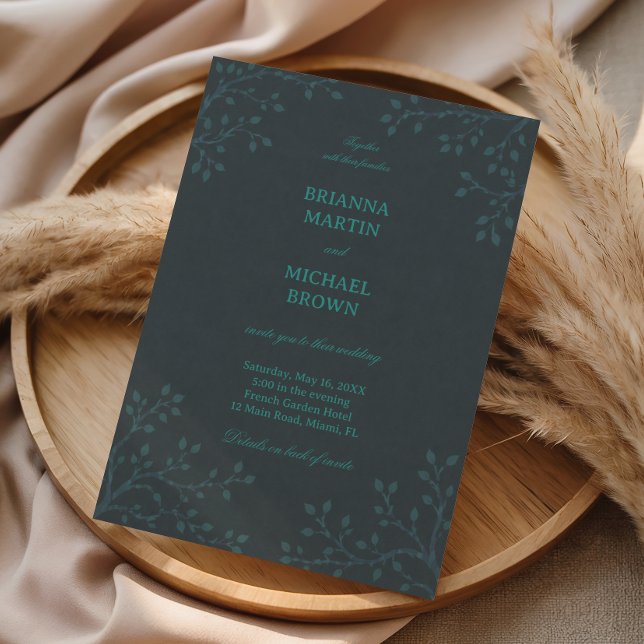 Elegant Teal Botanical Minimalist Invitation (Creator Uploaded)