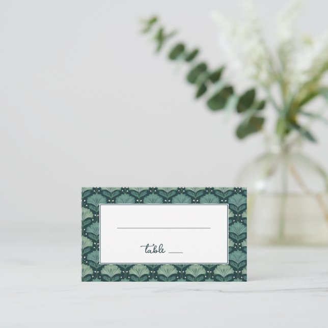 Elegant Teal Botanical Place Card (Standing Front)