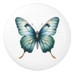 Elegant Teal Butterfly Turquoise Blue Drawer Knob