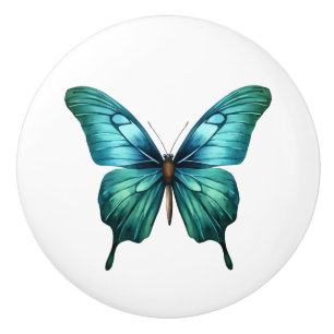 Elegant Teal Butterfly Turquoise Blue Drawer Knob