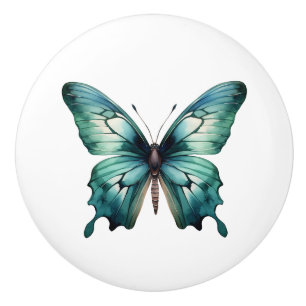 Elegant Teal Butterfly Turquoise Blue Drawer Knob