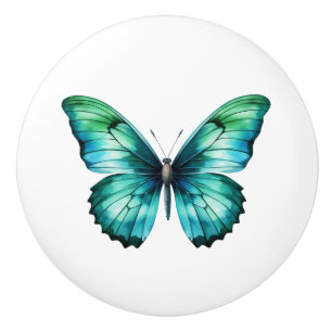 Elegant Teal Butterfly Turquoise Blue Drawer Knob