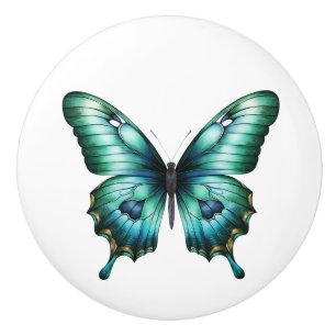 Elegant Teal Butterfly Turquoise Blue Drawer Knob