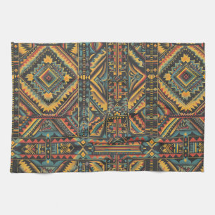 Elegant Teal "Centuries-Old Geometric Elegance" Wo Kitchen Towel