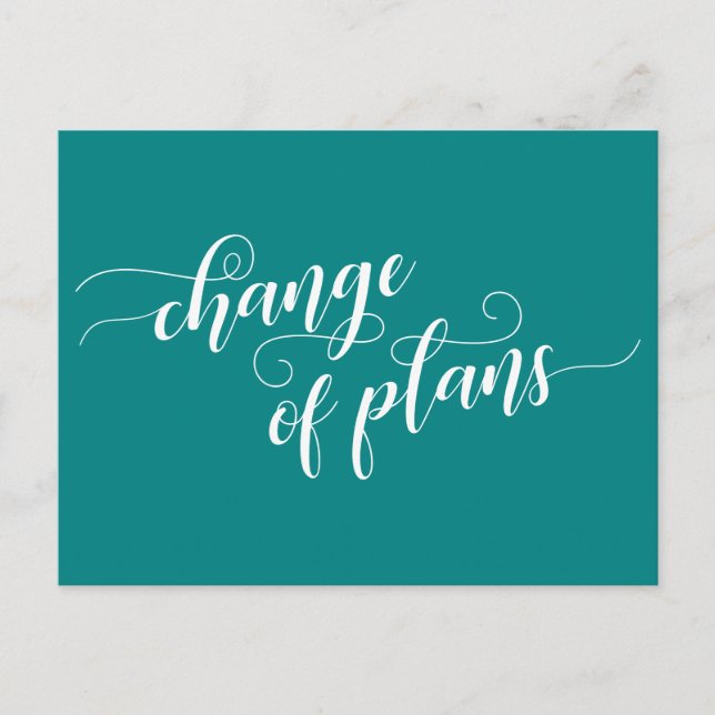 Elegant Teal Change of Plans Postponed Wedding Postcard (Front)